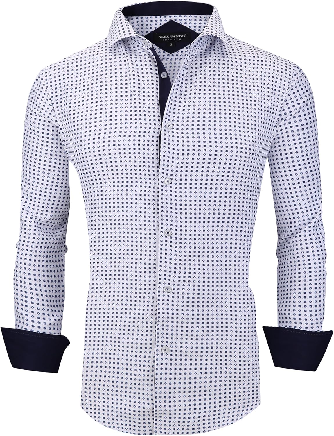 Alex Vando Mens Printed Dress Shirts Long Sleeve Regular Fit Button Down Shirt
