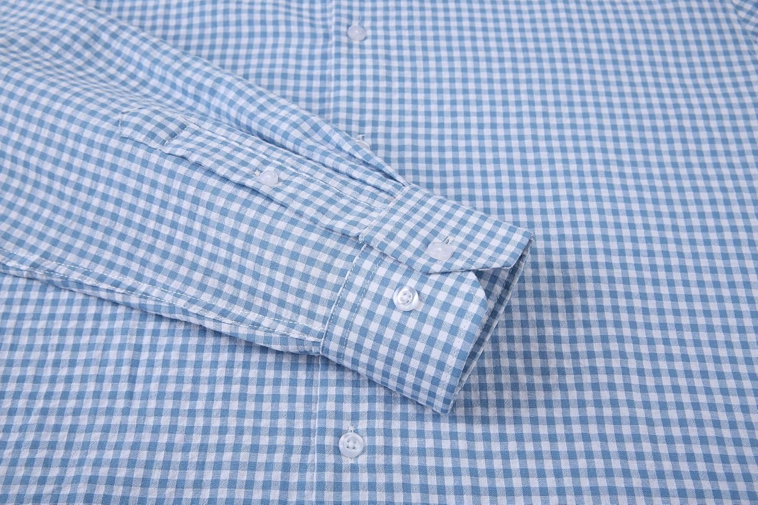 Alex Vando Mens Seersucker Dress Shirts Striped Business Casual Cotton Shirts for Men