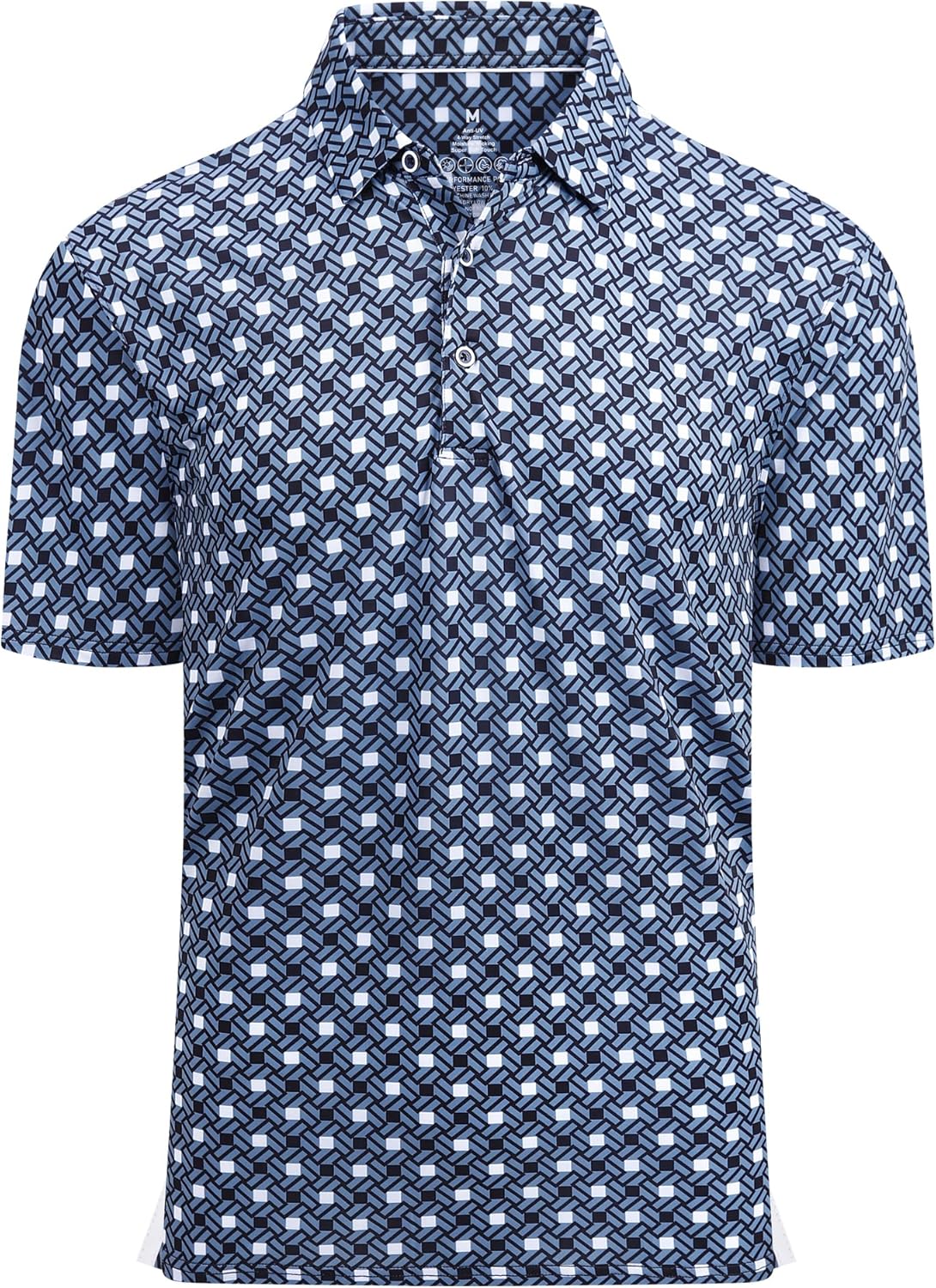 Alex Vando Mens Golf Shirt Moisture Wicking Quick-Dry Print Performance Polo Shirts for Men
