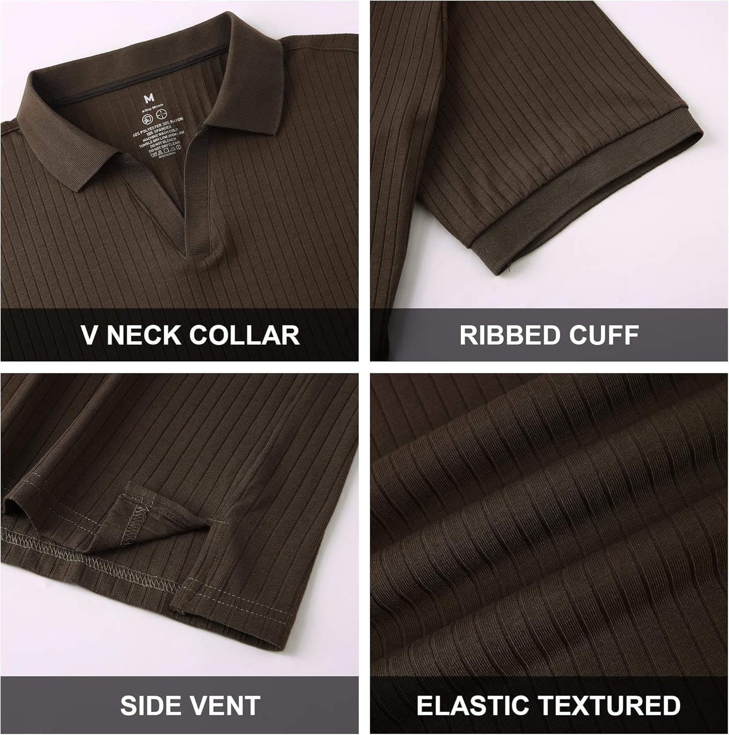 Alex Vando Mens Cotton Polo Shirts V-Neck Short Sleeve Casual Shirts for Men