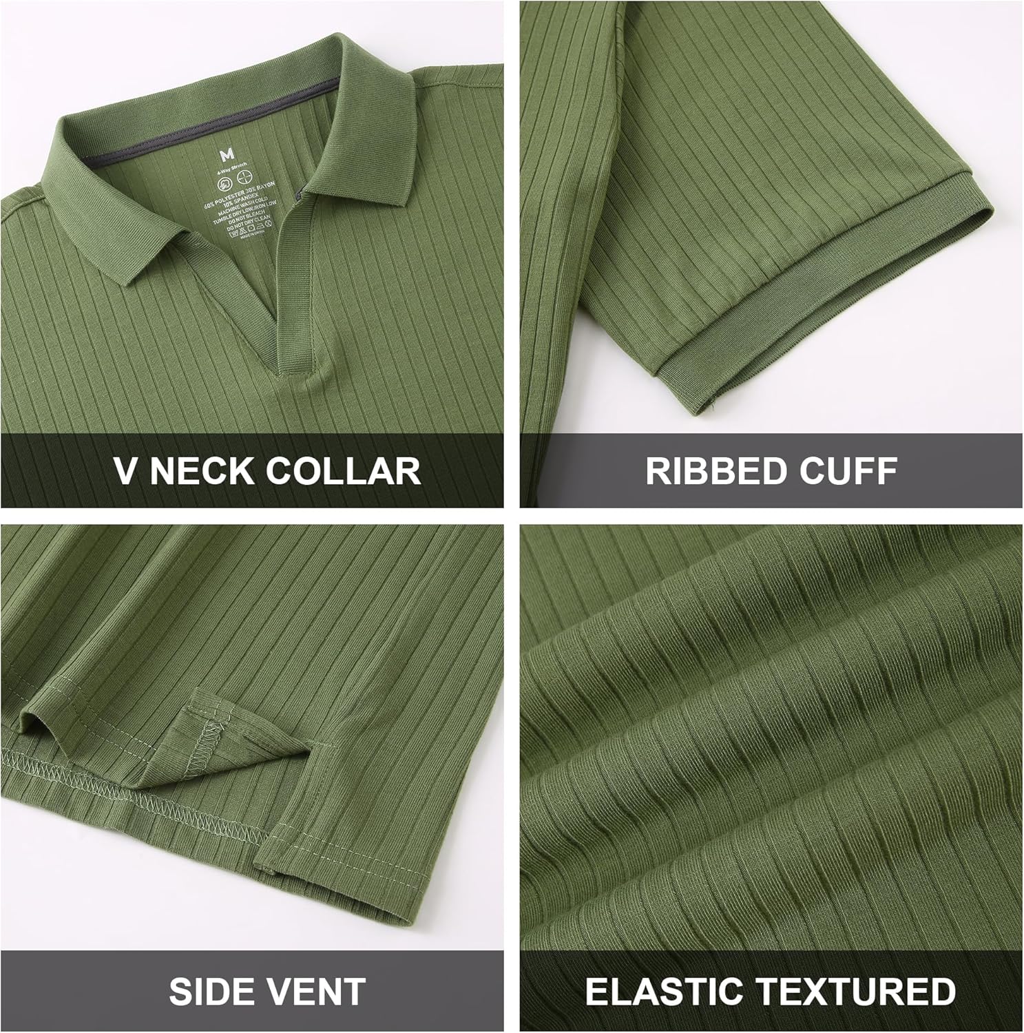 Alex Vando Mens Cotton Polo Shirts V-Neck Short Sleeve Casual Shirts for Men