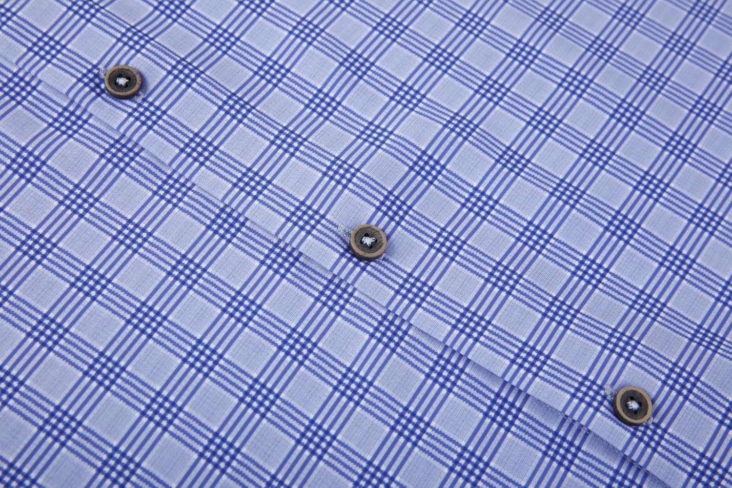 Alex Vando Mens Button Down Shirts Wrinkle Free 4-Way Stretch Print Business Casual Shirt
