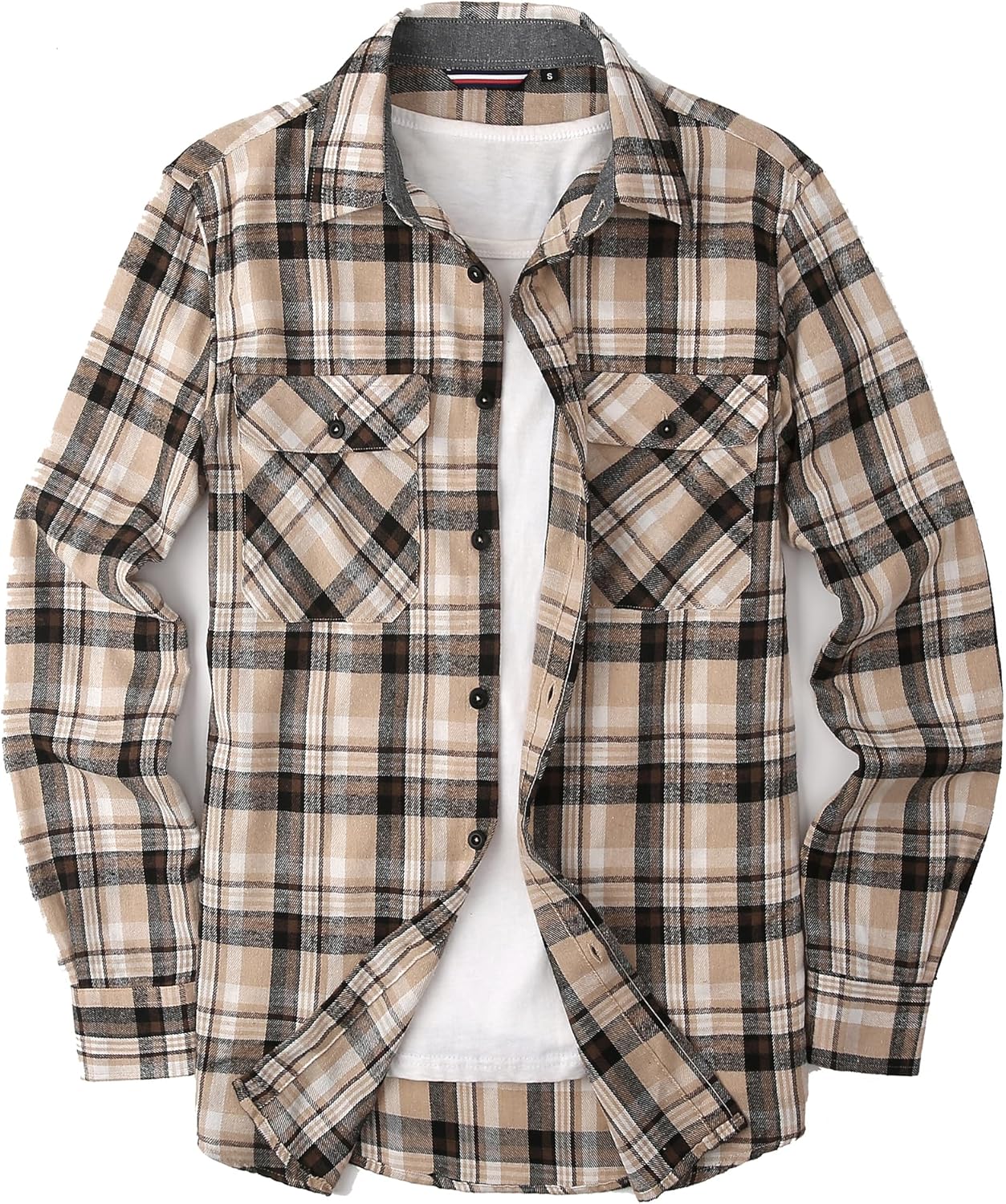 Alex Vando Men's Casual Plaid Flannel Shirt