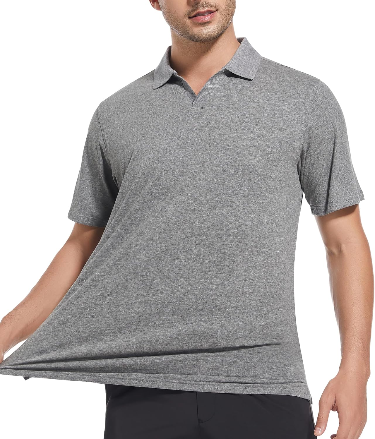 Alex Vando Mens Cotton Polo Shirts V-Neck Short Sleeve Casual Shirts for Men