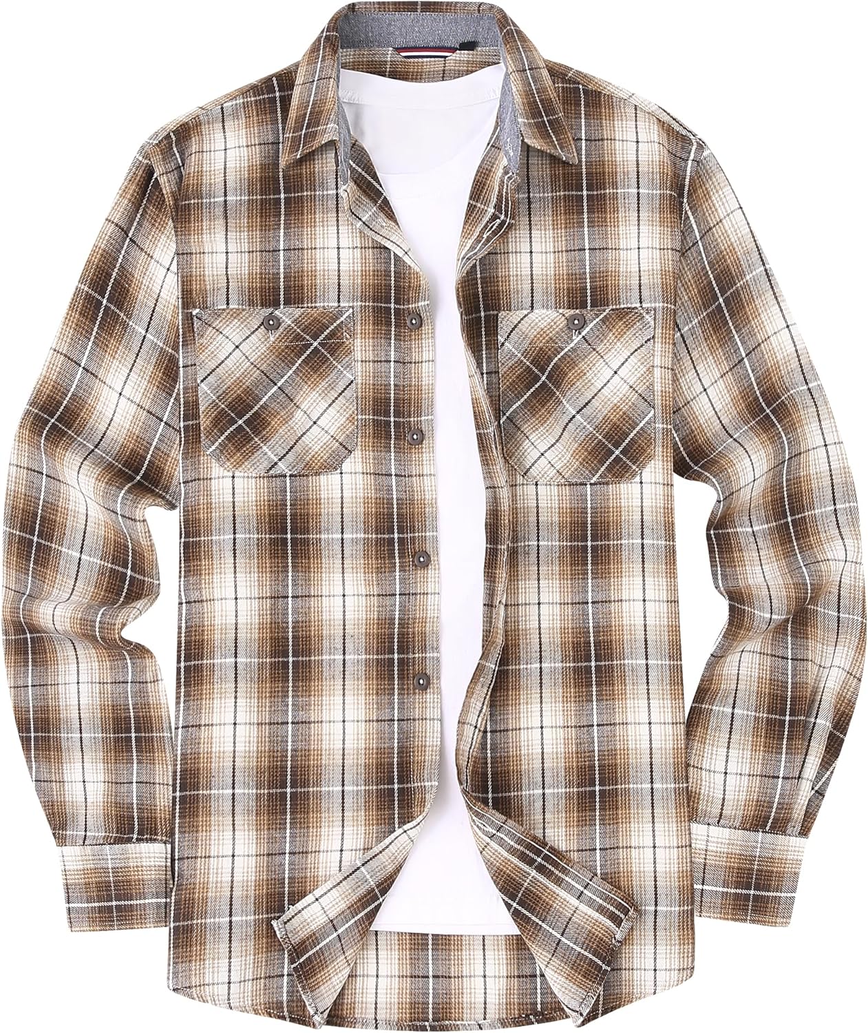 Alex Vando Men's Casual Plaid Flannel Shirt