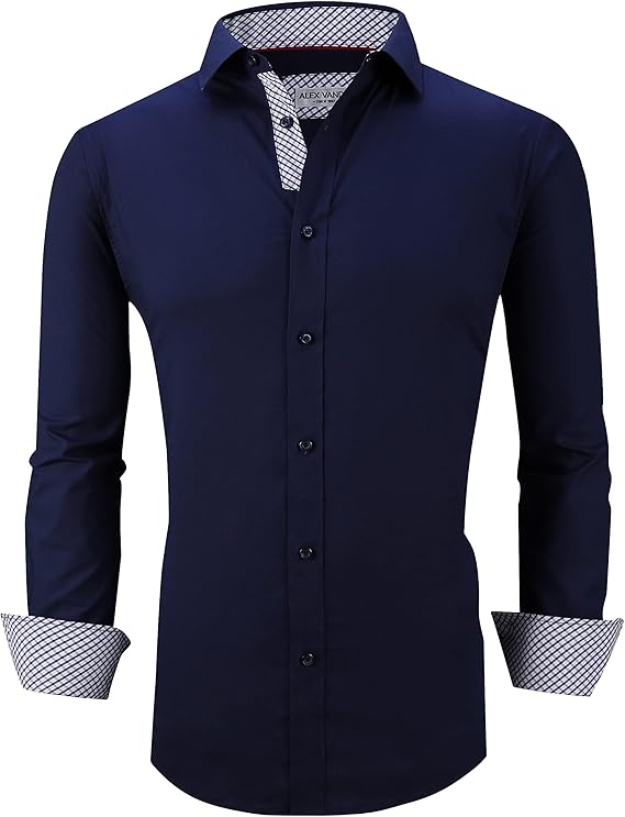 Alex Vando Mens Dress Shirts Regular Fit Long Sleeve Stretch Business Dress Shirts for Men
