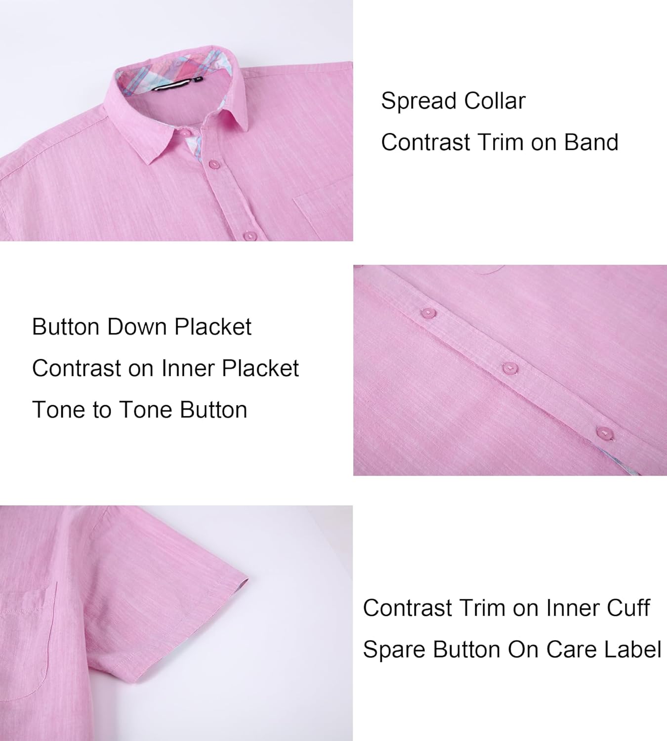 Alex Vando Mens Dress Shirts 4-Way Stretch Wrinkle Free Regular Fit Short Sleeve Men Button Down Shirt