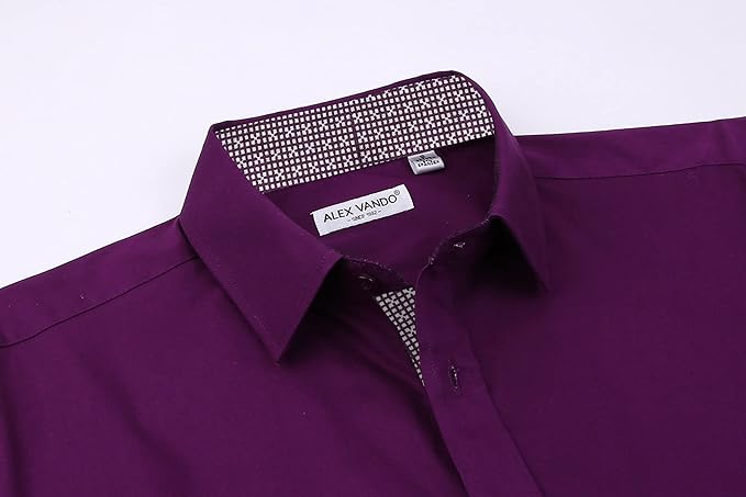 Alex Vando  Sleeve Stretch Business Dress Shirts for Men