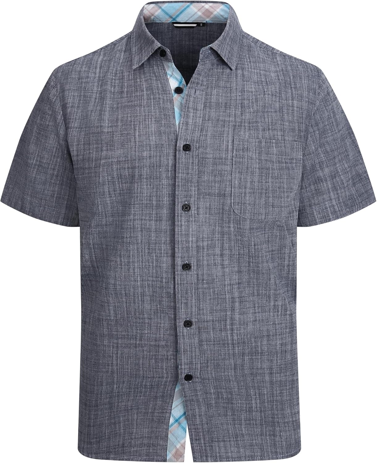 Alex Vando Mens Dress Shirts 4-Way Stretch Wrinkle Free Regular Fit Short Sleeve Men Button Down Shirt